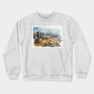 Dubai UAE Unique Watercolor Travel Souvenir Fine Art Painting Crewneck Sweatshirt